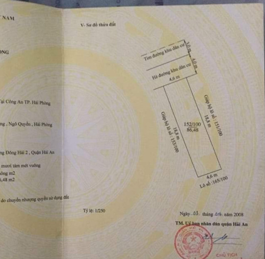 Bán đất Tái Định Cư Tasa  Quận Hải An DT 86 m2 ngang 4,6m chỉ hơn 2 tỷ
