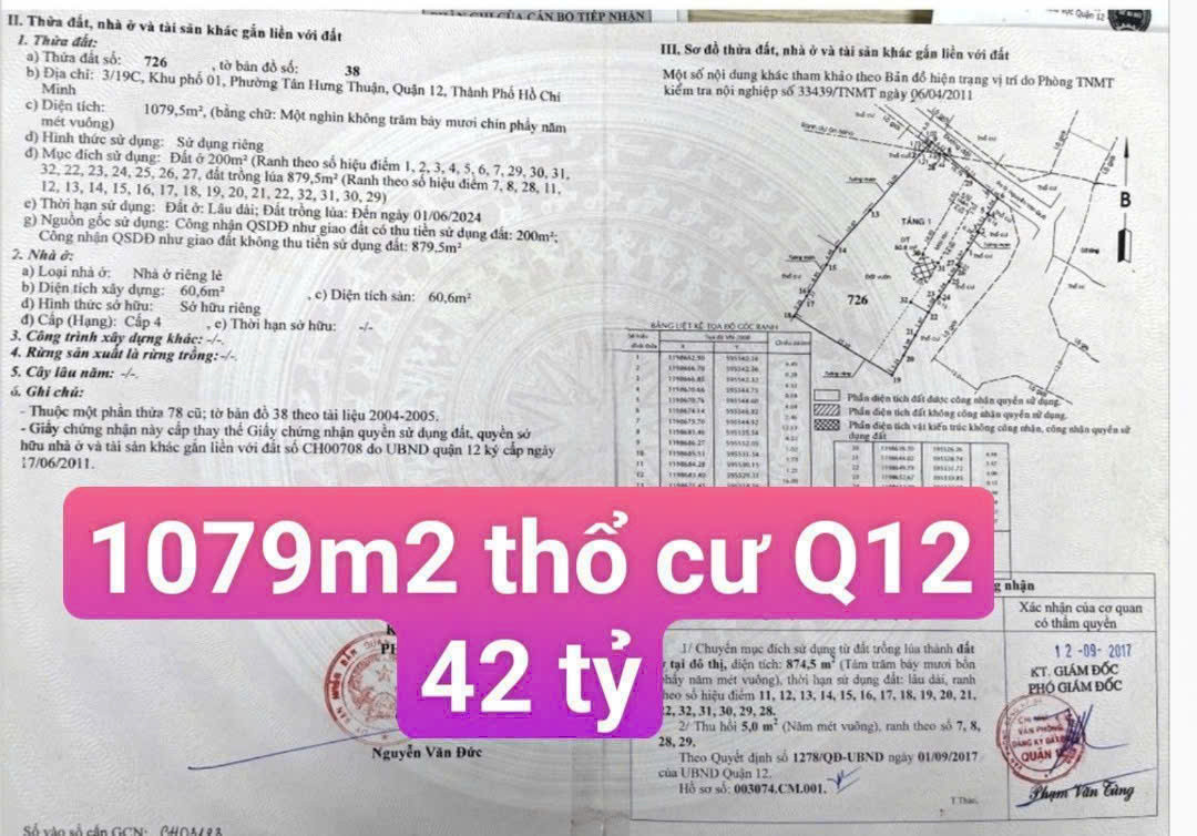 Lô Đất Khủng Long (20x52) Ngay KDC An Sương, P.Tân Hưng Thuận, Q12 Giá Siêu Đầu Tư