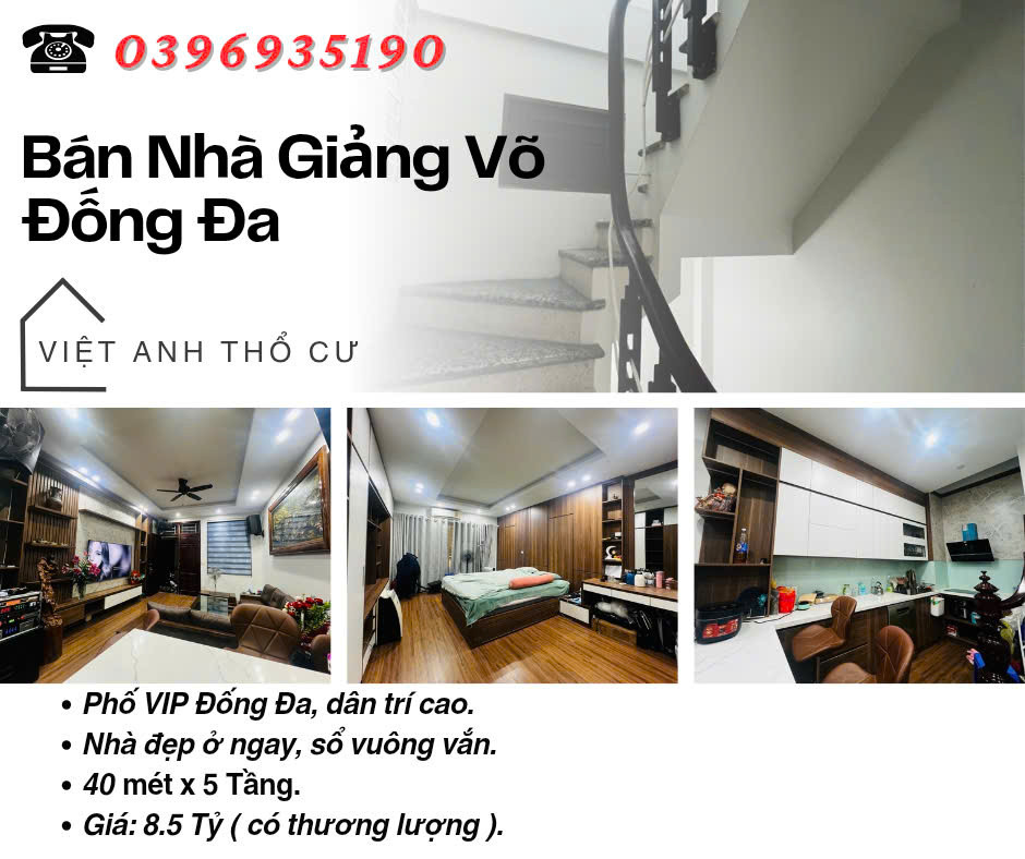 Bán nhà Phố Giảng Võ, Nhà Nội Thất Đẹp, Sổ Vuông Vắn, 40mx5T, Giá: 8.5 Tỷ, Lh: 0396935190.