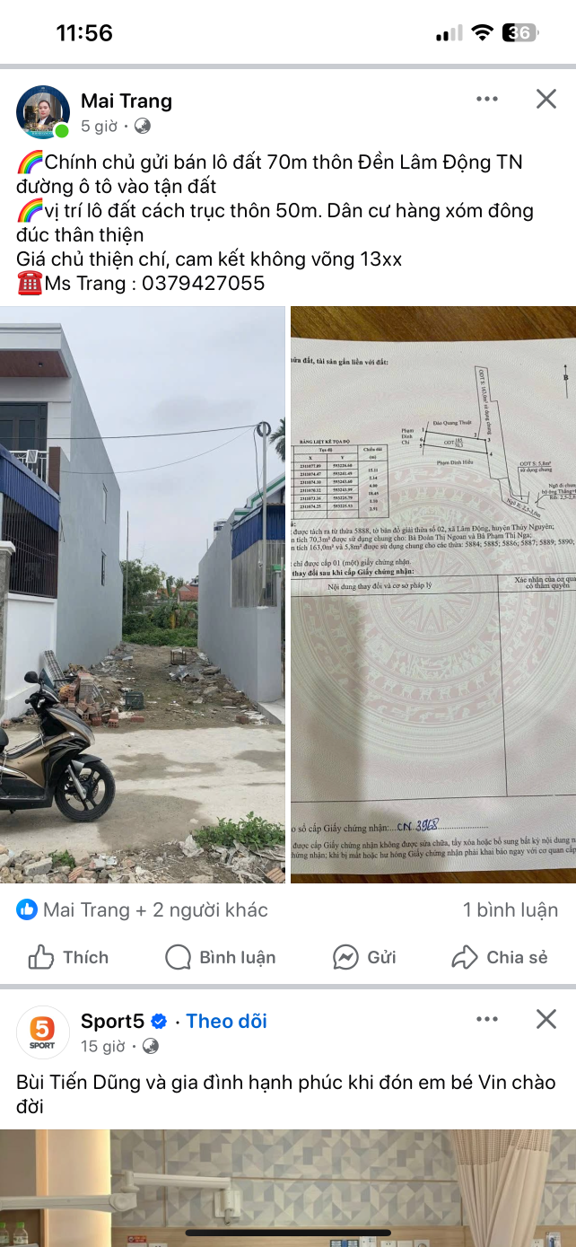 Chủ gửi bán lô đất 70m2  Tổ Dân Phố Đền , Lâm Động, TN,HP . Liên hệ :e Thuý 076.231.9990