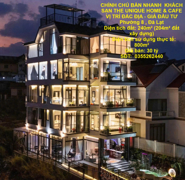 CHÍNH CHỦ BÁN NHANH  KHÁCH SẠN THE UNIQUE HOME & CAFE VỊ TRÍ ĐẮC ĐỊA - GIÁ ĐẦU TƯ Phường 8 , Đà Lạt