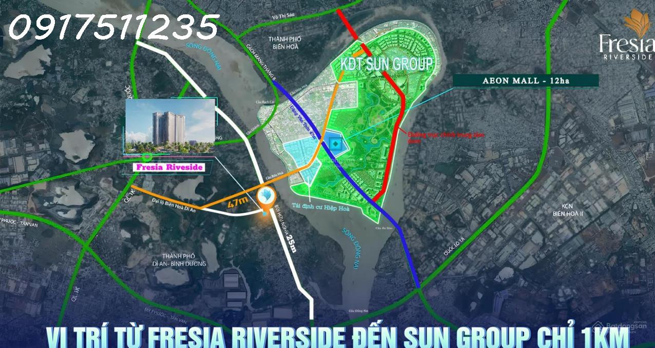 booking sớm dự án căn hộ Fresia Riverside, 1,56 tỷ căn 2PN