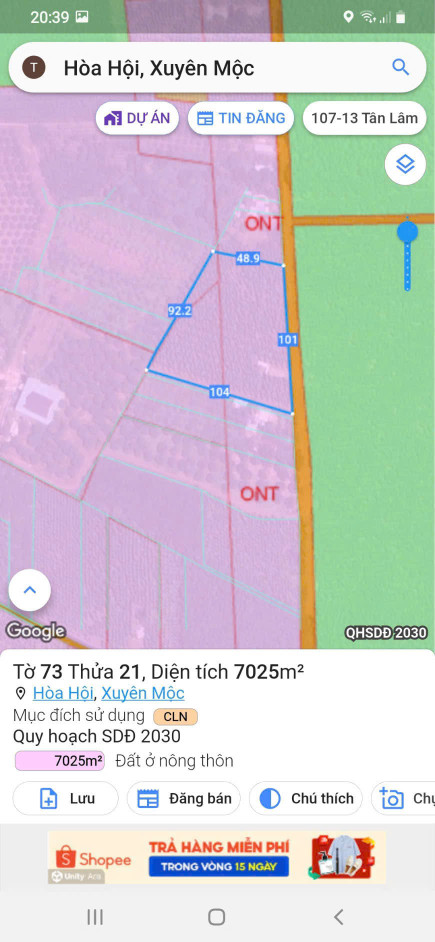 Miếng đất 2 mặt tiền, hiện đang trồng tiêu, trung bình thu hoạch được 4 tấn/năm