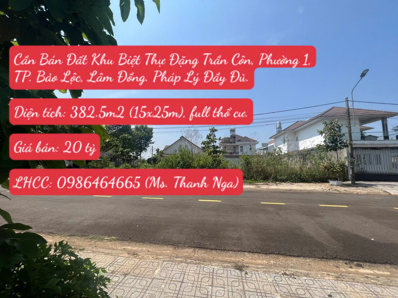Bán Đất Khu Biệt Thự Đặng Trần Côn, Phường 1, TP. Bảo Lộc, Lâm Đồng. Pháp Lý Đầy Đủ.