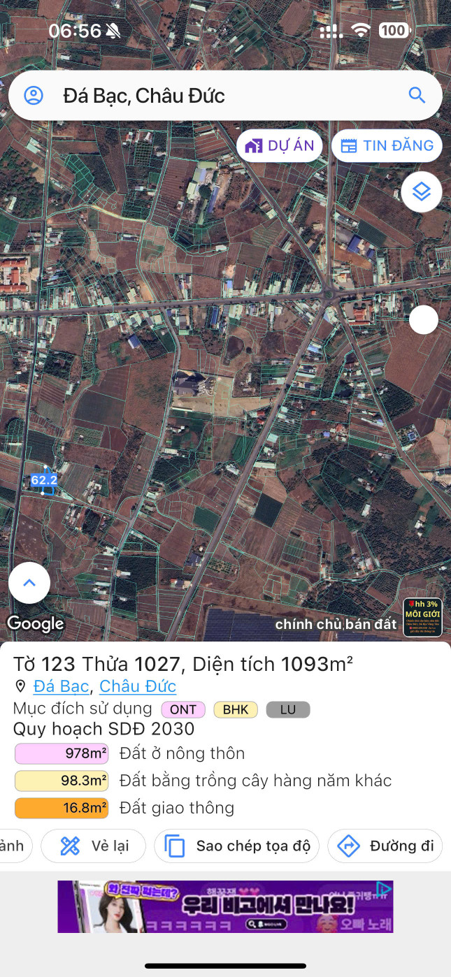 Chủ cần tiền bán lo đất  1 sào  có 100 tc hai mặt tiền đường mặt trước và mặt sau