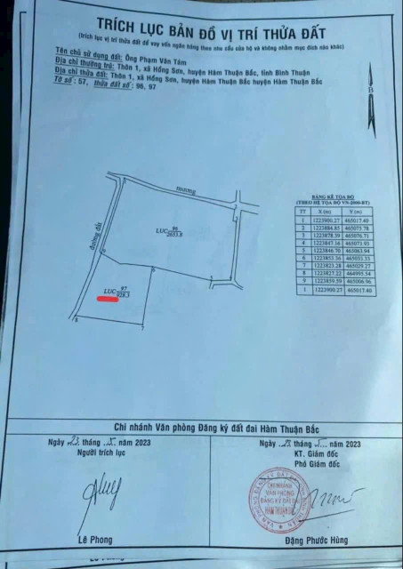 Bán đất 3581m² 535 triệu tại Xã Hồng Sơn Huyện Hàm Thuận Bắc