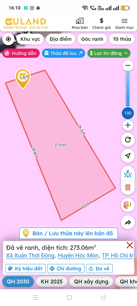 Bán đất 273.1m² 13.5 tỷ tại Xã Xuân Thới Đông Huyện Hóc Môn