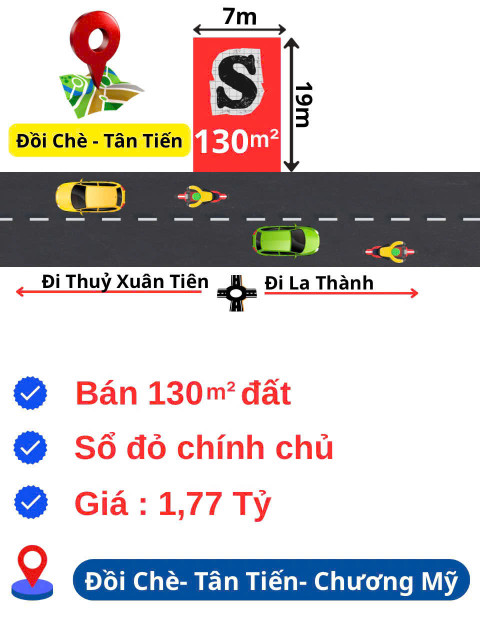 Bán mảnh 130m Tân Tiến Chương Mỹ, ô tô vào tận đất, tiện ích đầy đủ giá chỉ 1,77 tỷ