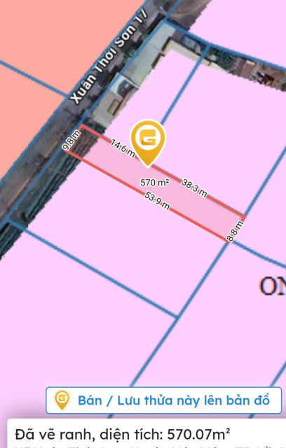 Bán đất 570.1m² 6.7 tỷ tại Xã Xuân Thới Sơn Huyện Hóc Môn