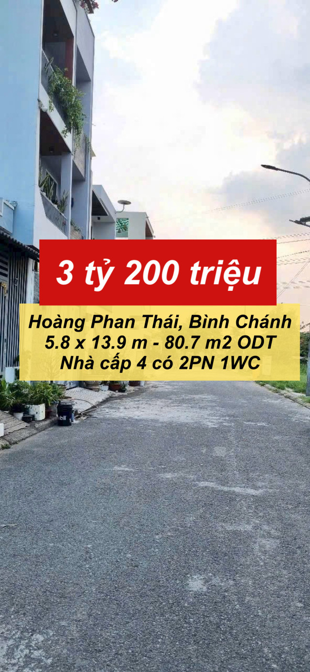 Nhà cấp 4 ngang 5.8m , hẻm xe tải Hoàng Phan Thái