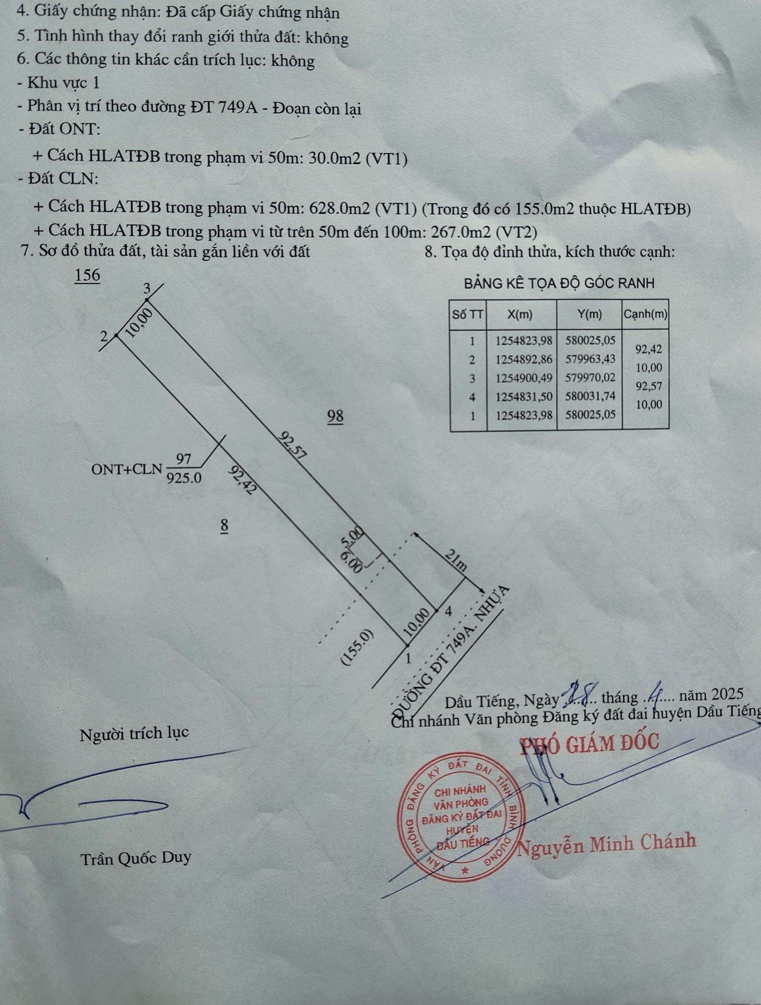 Bán đất 925m² 1.6 tỷ tại Xã Long Hoà Huyện Dầu Tiếng