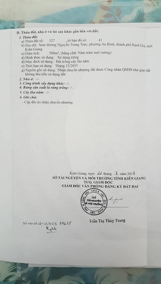 Bán đất 500m² 1.5 tỷ tại Phường An Bình Thành phố Rạch Giá