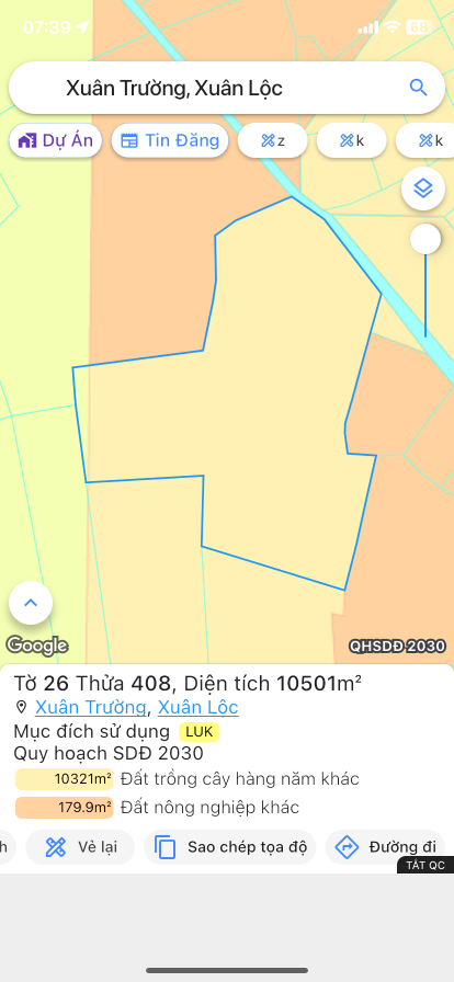 Bán đất 10502.8m² 8.2 tỷ tại Xã Xuân Trường Huyện Xuân Lộc
