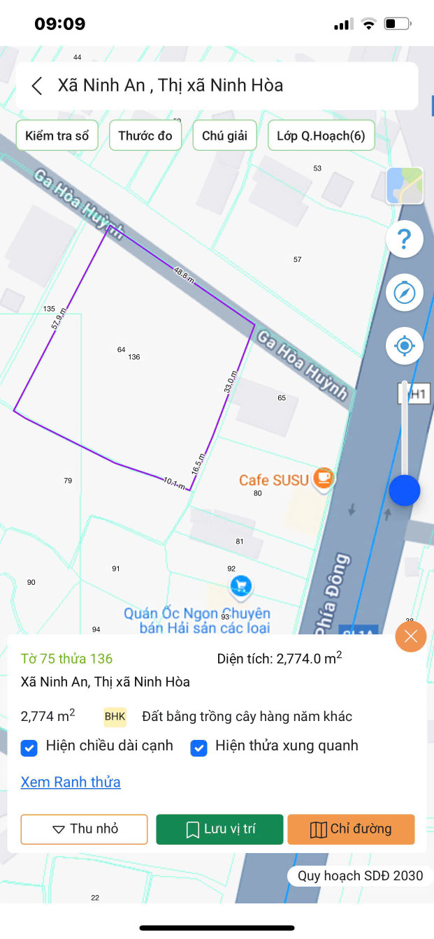 BÁN ĐẤT NGỌC SƠN – NINH AN, GẦN GA HÒA HUỲNH, KCN DỐC ĐÁ TRẮNG, KĐT ĐÔNG BẮC NINH HÒA
 • Diện tích: 700m² (ngang 14m, đất vuông vắn đẹp)