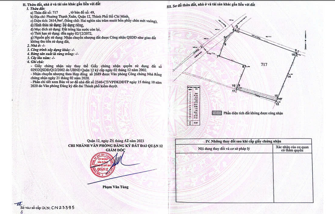 Chính chủ cấn bán gấp lô đất 3000m2 mặt tiền vuông vắn phường Thạnh Xuân, Quận 12, tp HCM