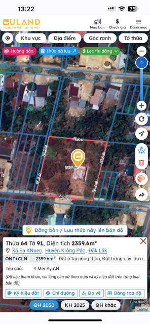 Bán đất 2359.6m² 3.7 tỷ tại Xã Ea KNuec Huyện Krông Pắc