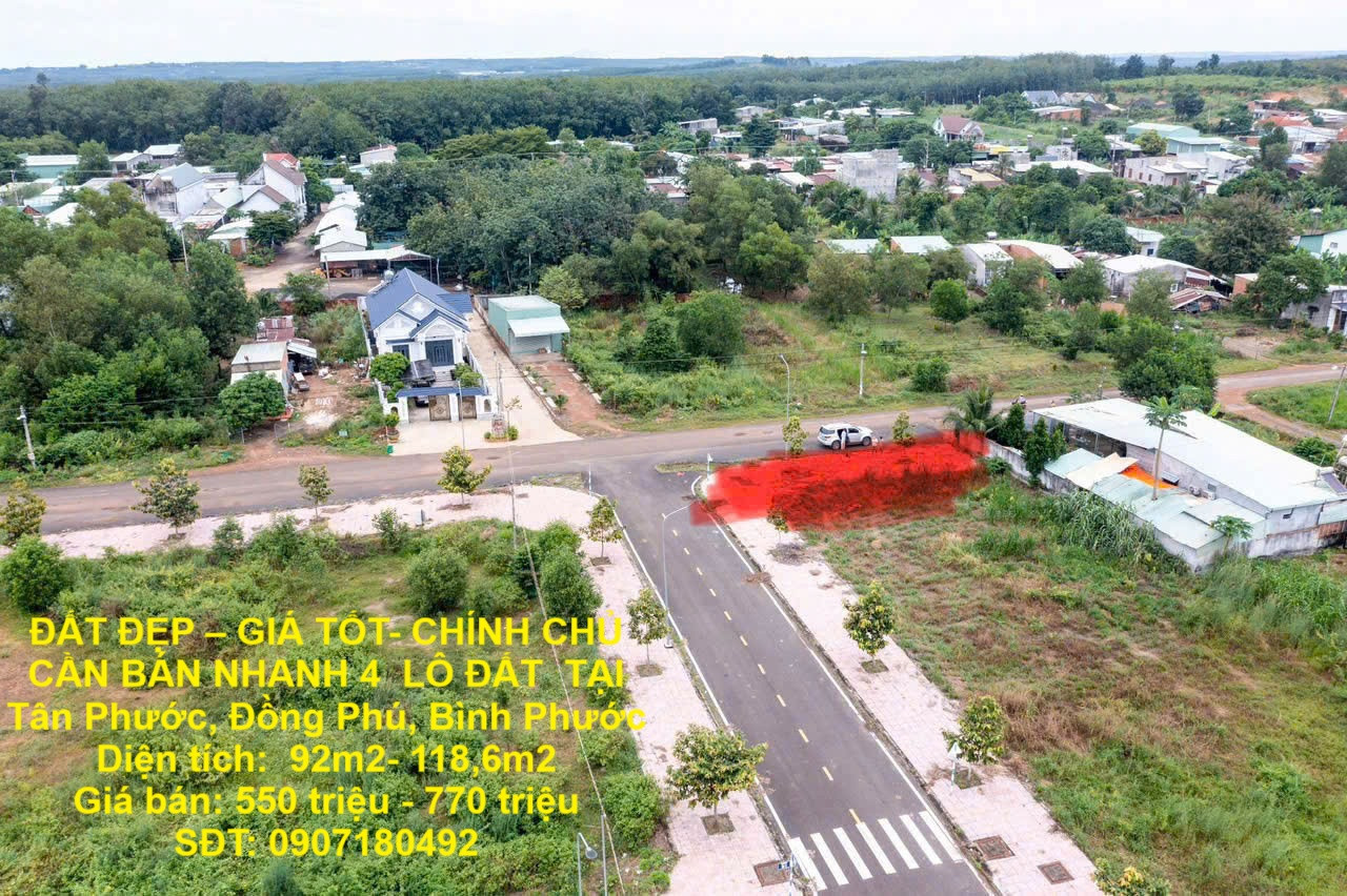 ĐẤT ĐẸP – GIÁ TỐT- CHÍNH CHỦ CẦN BÁN NHANH 4  LÔ ĐẤT  TẠI Tân Phước, Đồng Phú, Bình Phước