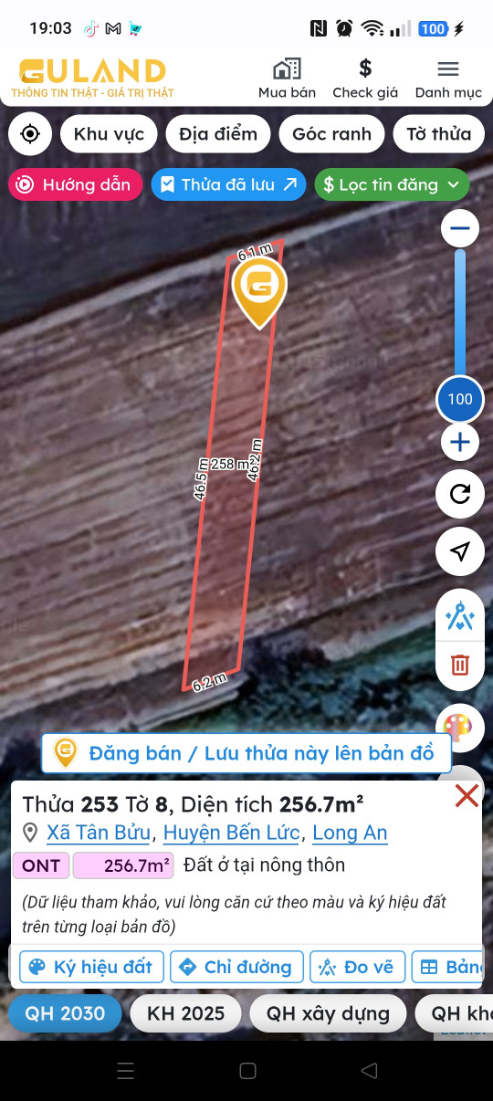 Bán đất 256.7m² 1.7 tỷ tại Xã Tân Bửu Huyện Bến Lức