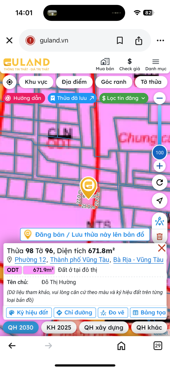 Bán đất 671.8m² 5.5 tỷ tại Phường 12 Thành phố Vũng Tàu