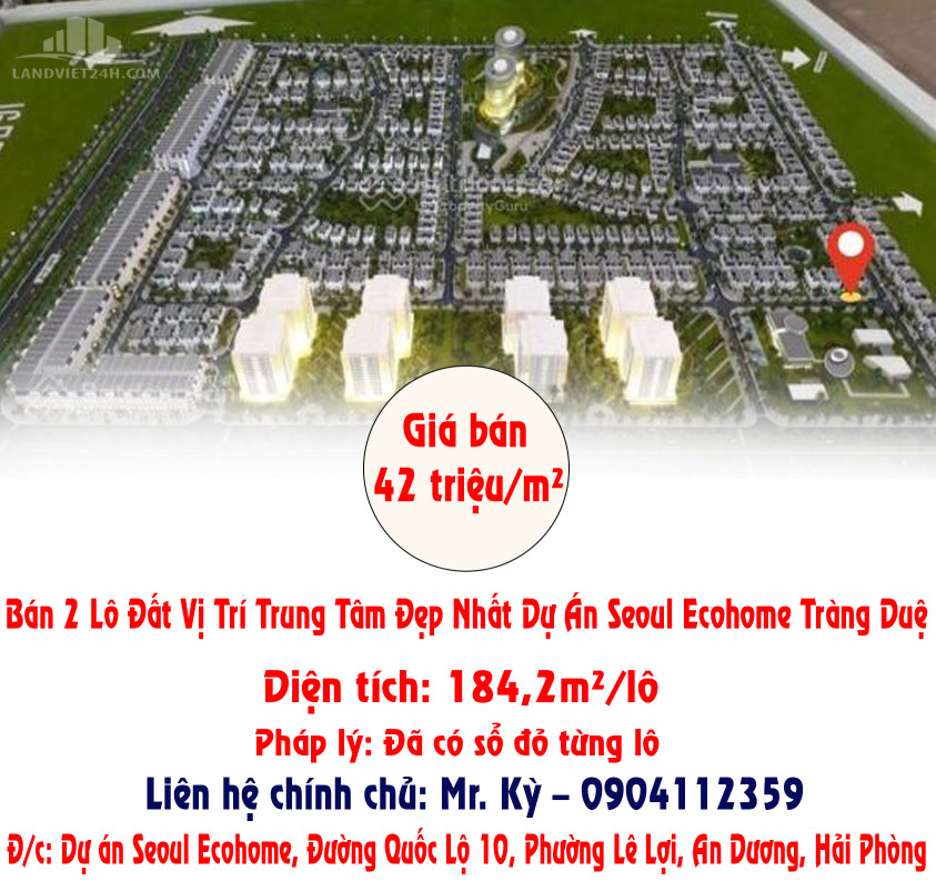 Chính Chủ Bán 2 Lô Đất Vị Trí Trung Tâm Đẹp Nhất Dự Án Seoul Ecohome Tràng Duệ