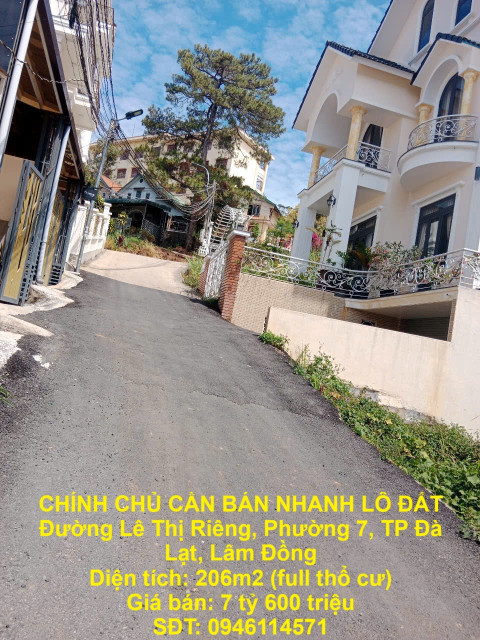 CHÍNH CHỦ CẦN BÁN NHANH LÔ ĐẤT Đường Lê Thị Riêng, Phường 7, TP Đà Lạt, Lâm Đồng