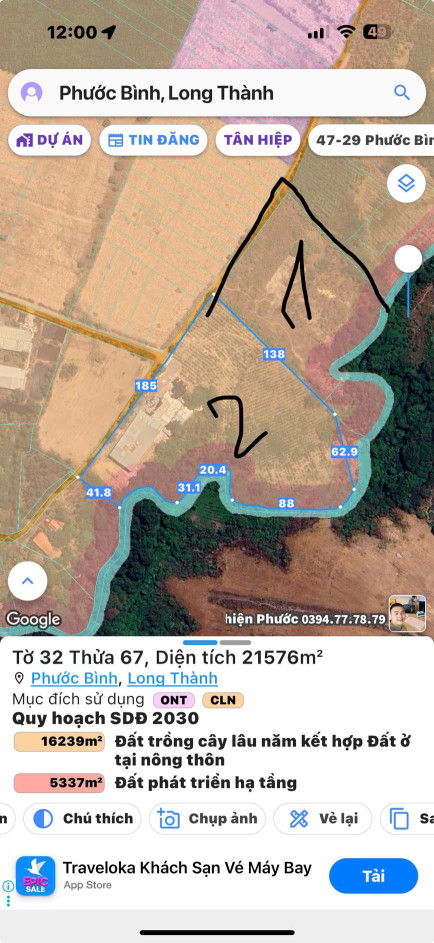 Bán đất 36000m² 72 tỷ tại Xã Phước Bình Huyện Long Thành