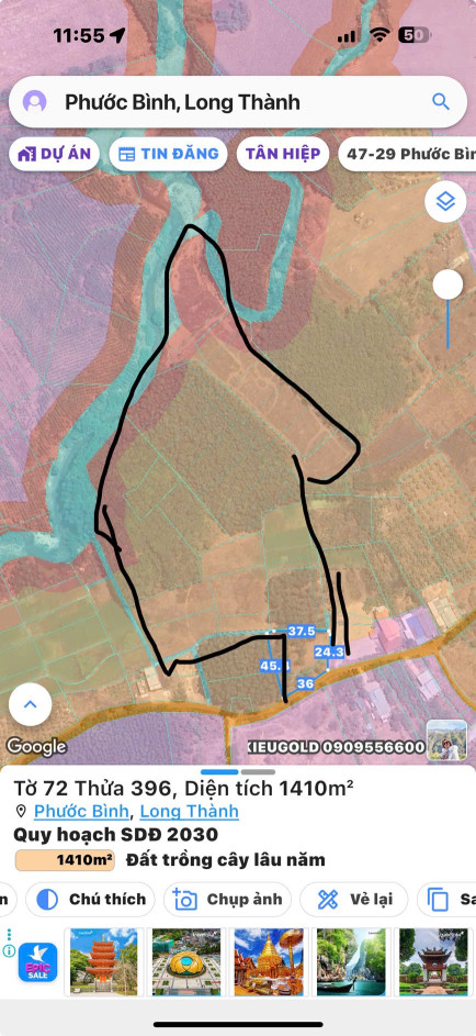 Bán đất 29000m² 43.5 tỷ tại Xã Phước Bình Huyện Long Thành