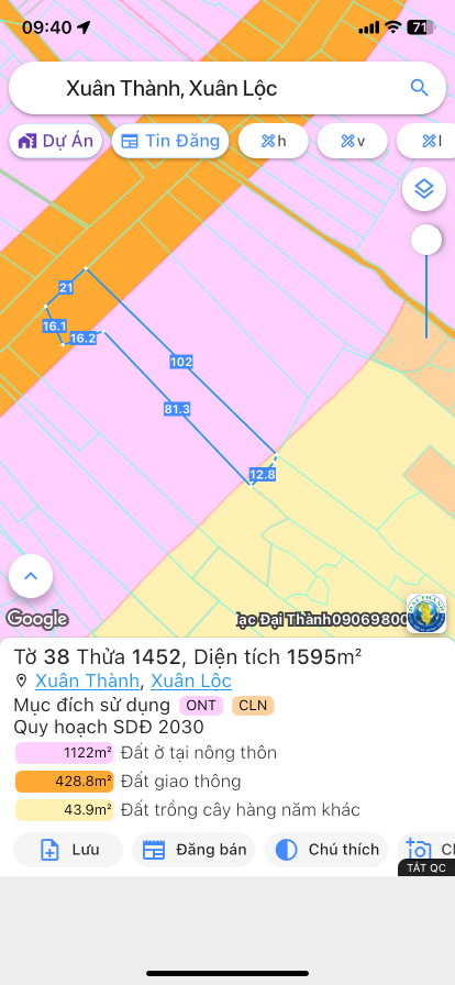 Bán đất 1620.5m² 2.7 tỷ tại Xã Xuân Thành Huyện Xuân Lộc