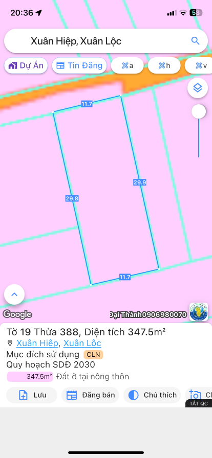 Bán đất 347.5m² 1.6 tỷ tại Xã Xuân Hiệp Huyện Xuân Lộc