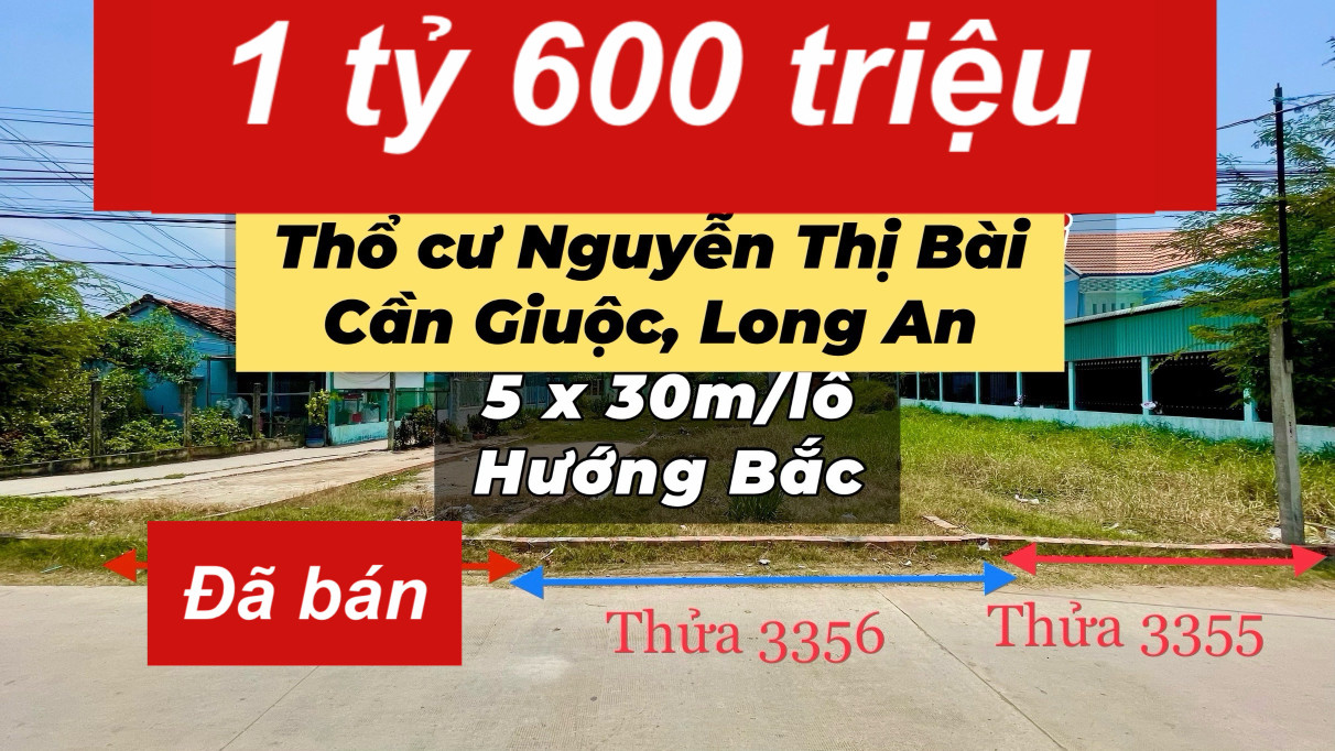 Bán đất MT Nguyễn Thị Bài giá tốt