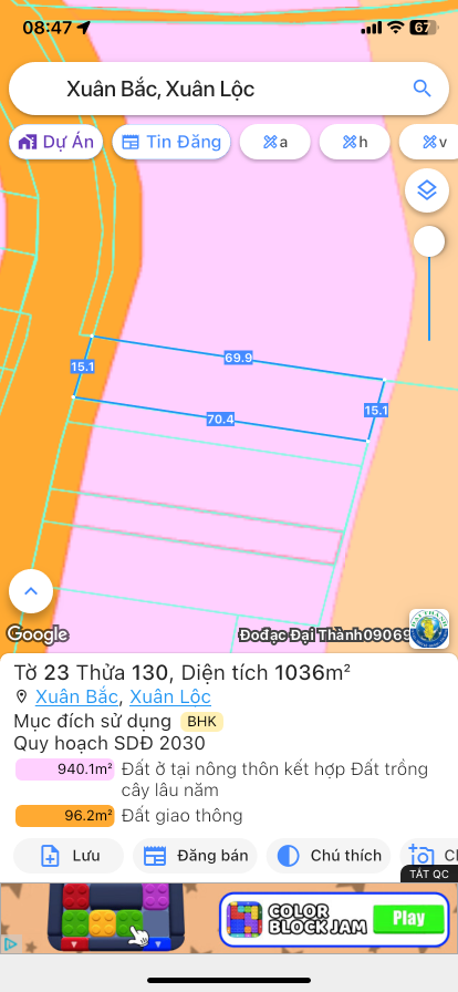 Bán đất 1036.3m² 1.6 tỷ tại Xã Xuân Bắc Huyện Xuân Lộc