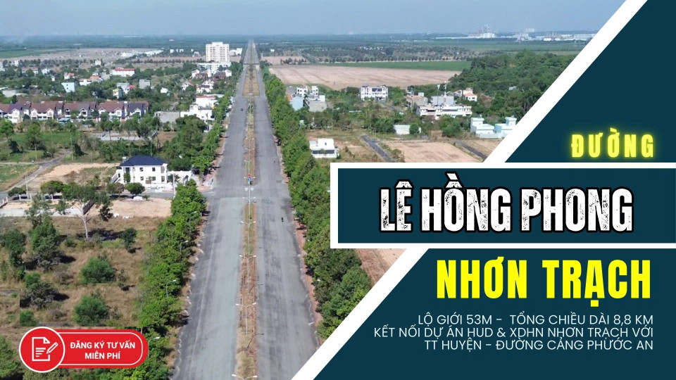 Bán nền đất mặt tiền đường Lê Hồng Phong dự án HUD Nhơn Trạch Đồng Nai