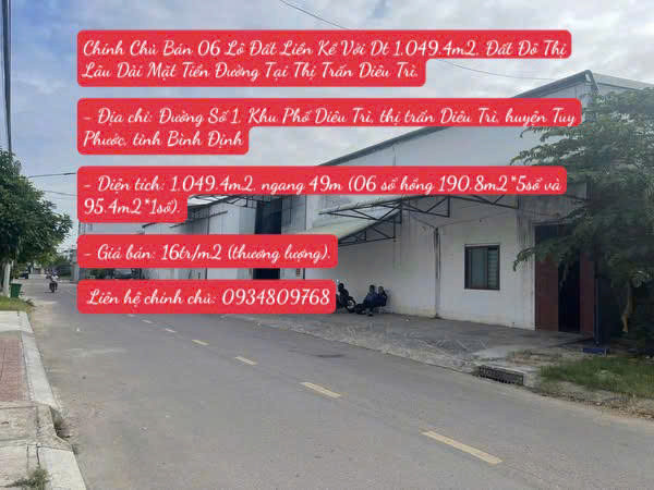 Chính Chủ Bán 06 Lô Đất Liền Kề Dt 1,049.4m2, Đất Đô Thị Lâu Dài Mặt Tiền Đường Tại T.T Diêu Trì