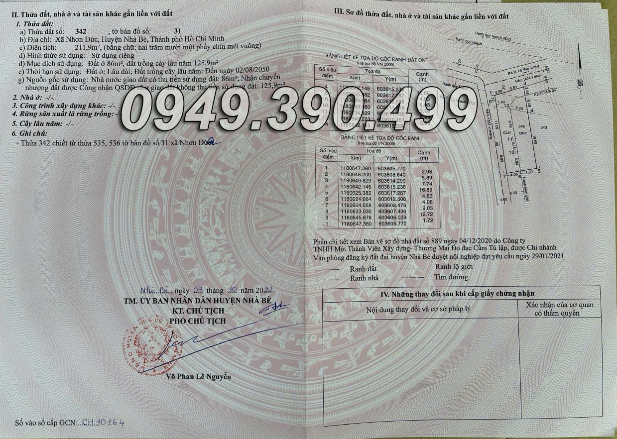 Bán đất đường Lê Văn Lương, góc 2 mặt tiền, 211.9m², 7.4 tỷ, Huyện Nhà Bè