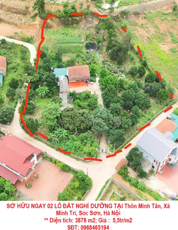 SỞ HỮU NGAY 02 LÔ ĐẤT NGHỈ DƯỠNG TẠI Thôn Minh Tân, Xã Minh Trí, Sóc Sơn, Hà Nội