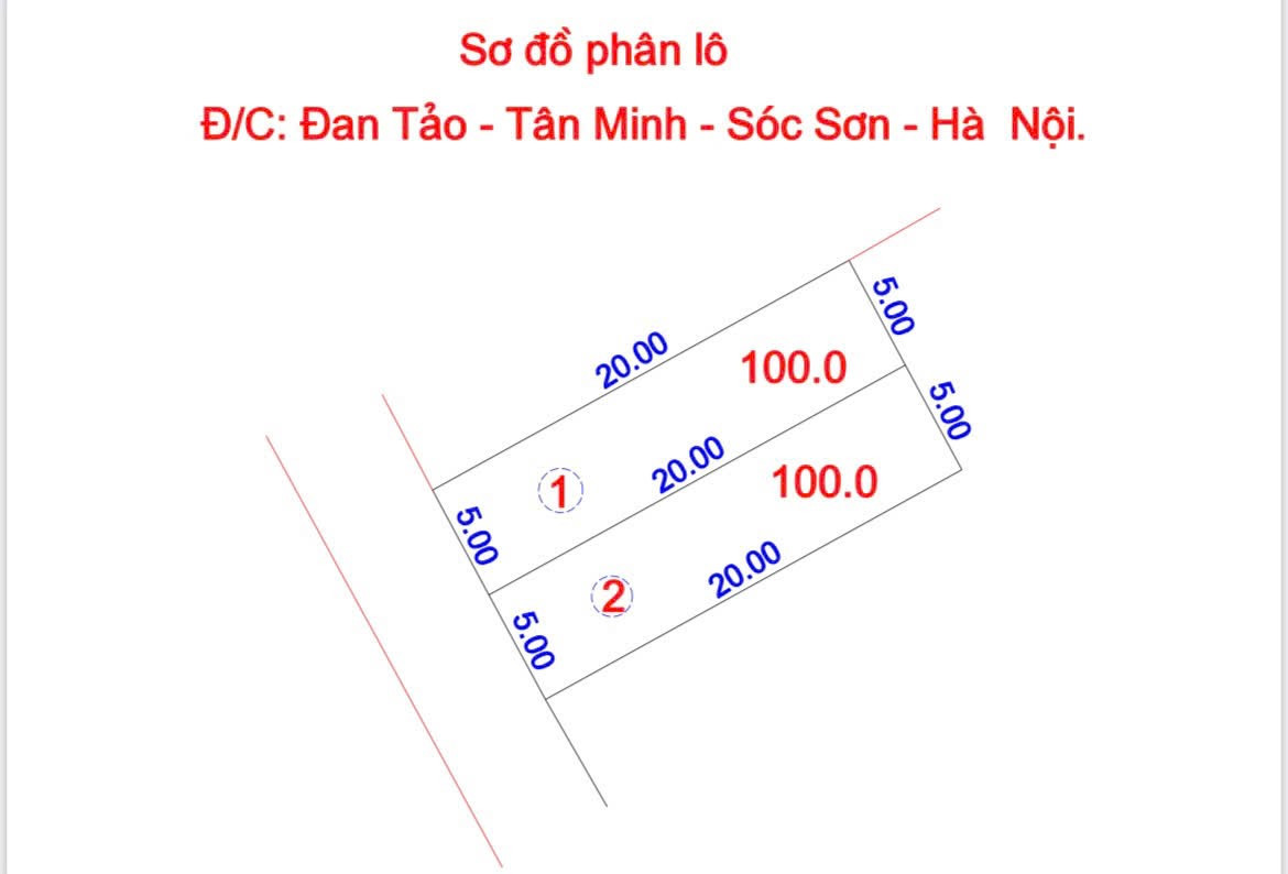Bán đất 100m² ngang 5m giá 2.5 tỷ tại Xã Tân Minh Huyện Sóc Sơn