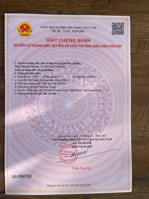 Bán đất 333m² giá 259 triệu Xã Thăng An