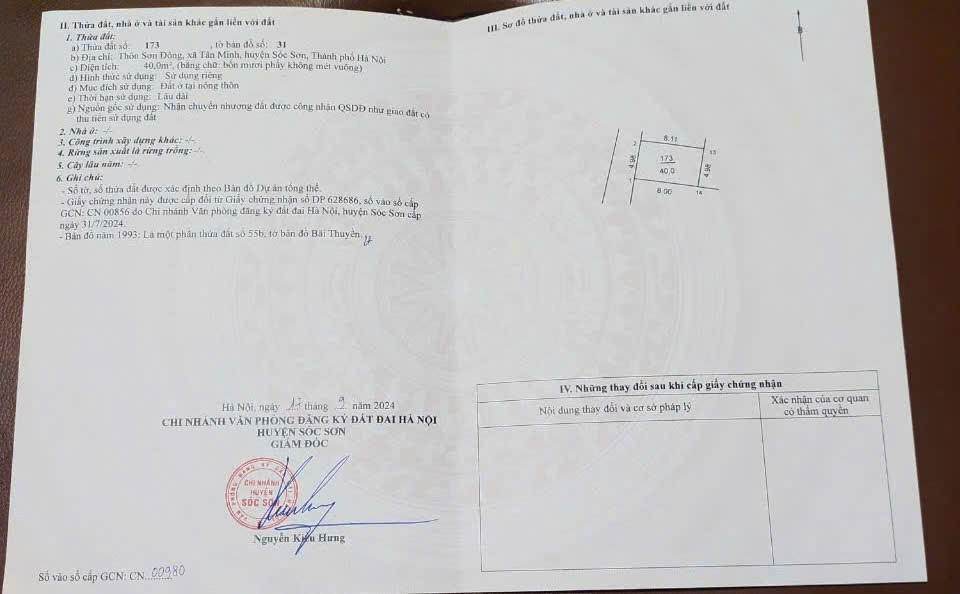 Bán đất 40m² ngang 4.9m giá 1.1 tỷ Xã Sóc Sơn