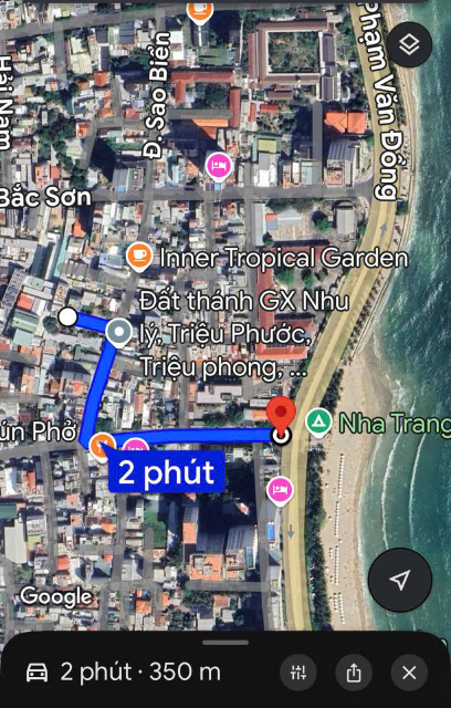 Bán lô đất hẻm đường Sao Biển , Vĩnh Hải , Nha Trang Diện tích : 59.2m2  Giá : 4 Tỷ 100 triệu lh e Bích
