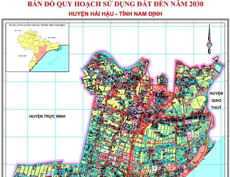 Bản đồ thể hiện quy hoạch sử dụng đất Huyện Hải Hậu