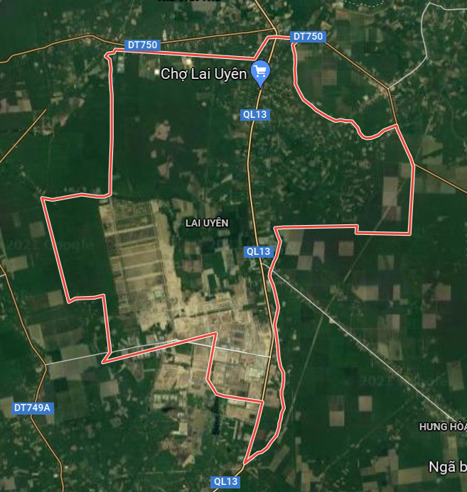 Thị trấn Lai Uyên chụp từ bản đồ Google vệ tinh